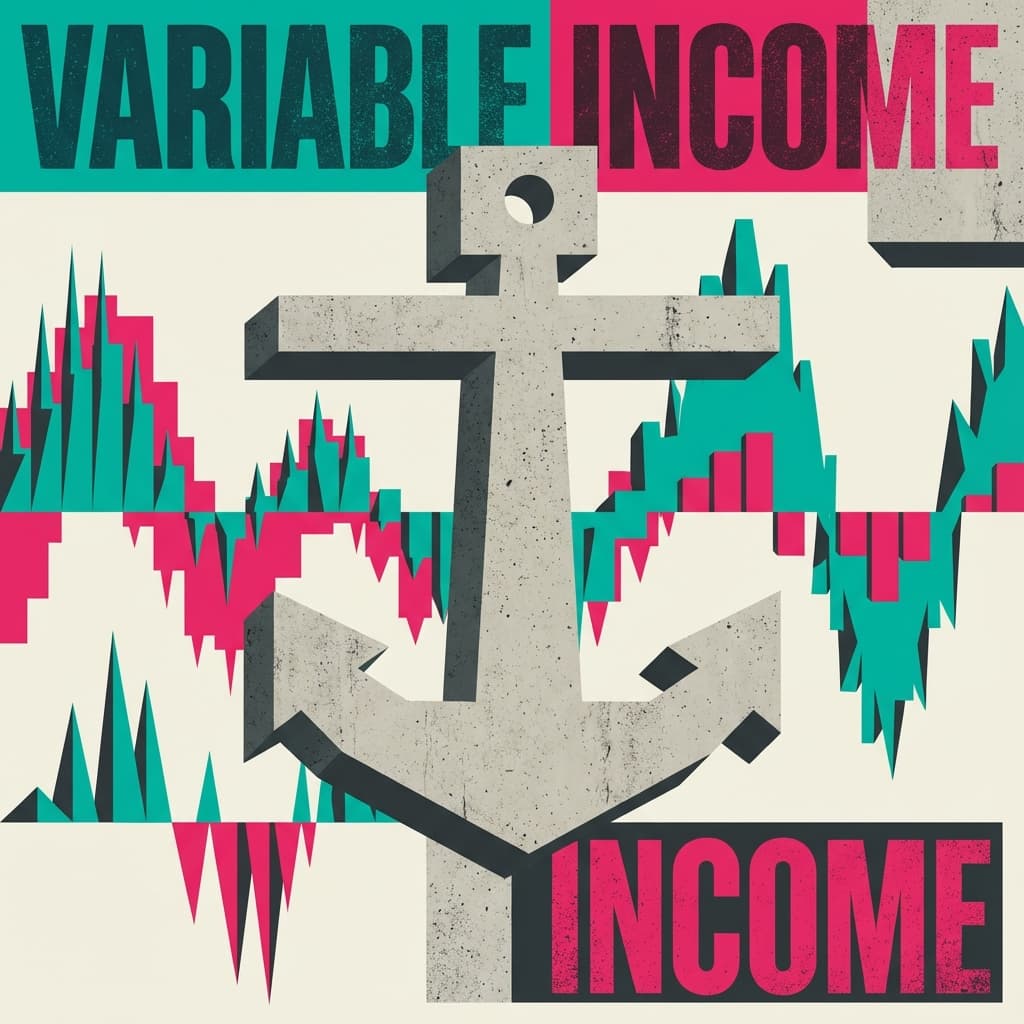 Freelancer working on laptop managing irregular income budget