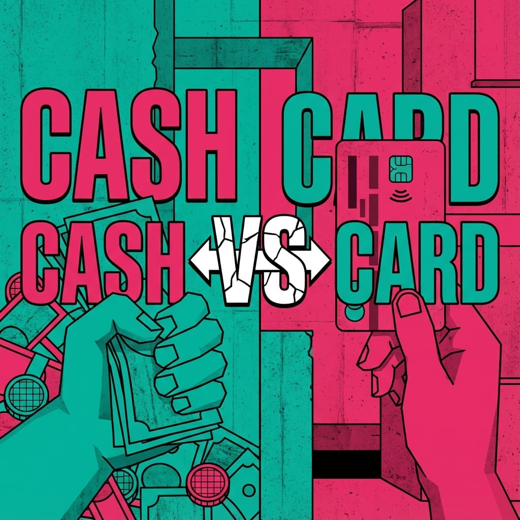 Cash and credit cards representing payment method choices for budgeting