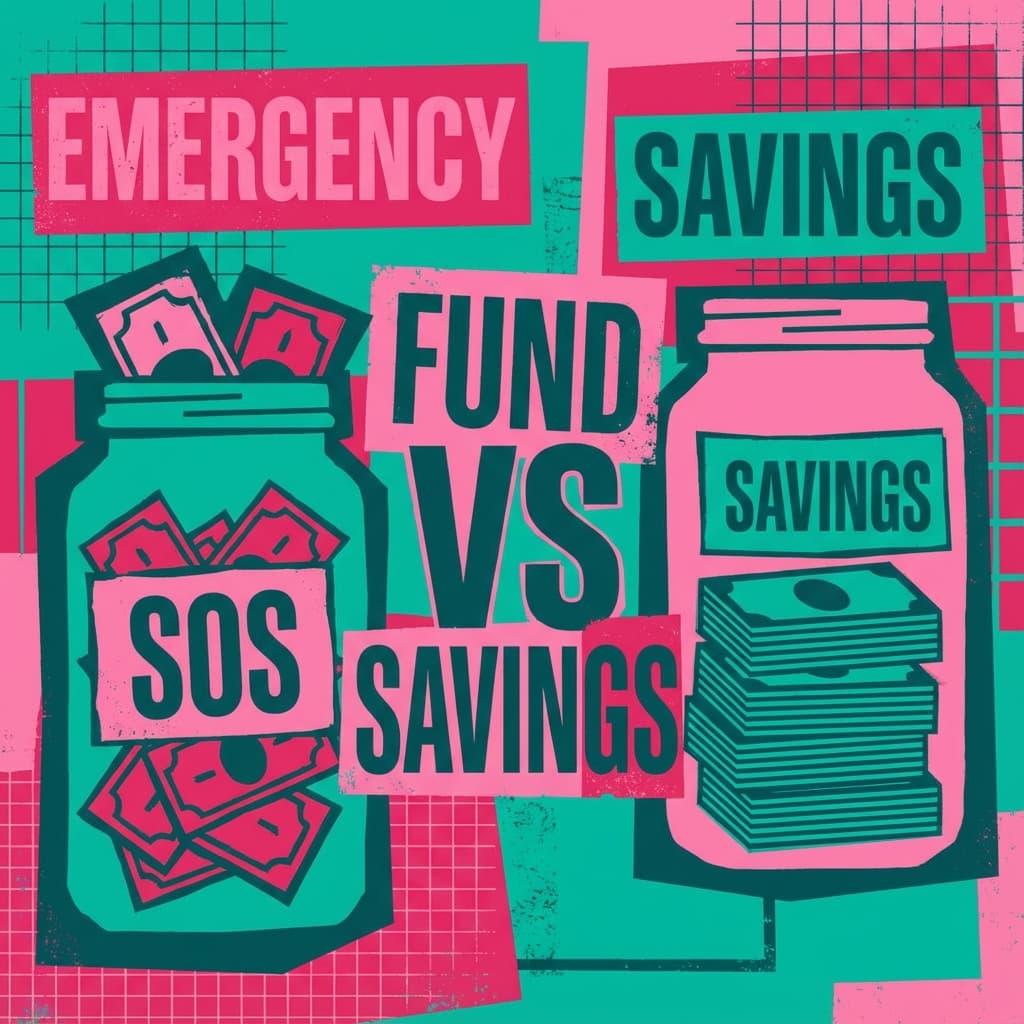 Two savings jars showing emergency fund vs regular savings