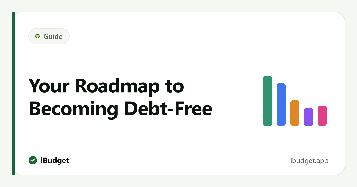 Illustrated cover for iBudget's guide to becoming debt-free